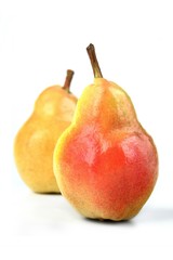 Pears on white background - close-up