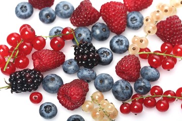 Berries on white background - close-up