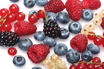 Berries on white background - close-up