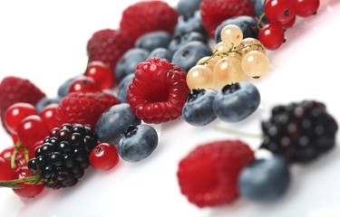 Berries on white background - close-up