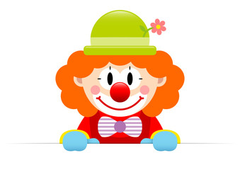 Clown Orange Haare Hält Banner