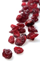 Dried crunberry on white background