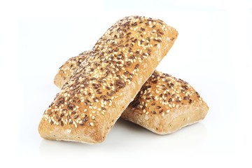 Bread on white backgorund - close-up