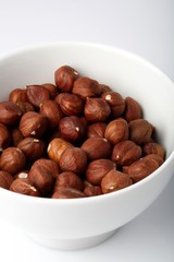 Huzelnits on white background - close-up