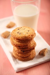 Cookies an glass of milk - close-up
