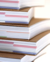 Note books in stack - close-up