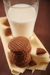 Cookies an glass of milk - close-up