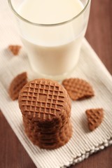 Cookies an glass of milk - close-up