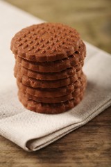 Cookies on cloth - close -up