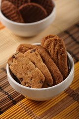 Cookies in white bowl - close-up