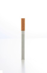 One cigarette on white background