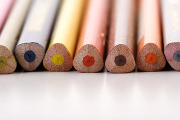 Rainbow colored pencils - close-up