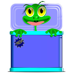 frog in a can on white background cheerful vector illustration