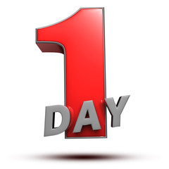 Fototapeta premium 3D illustration 1 Day red on a white background.(with Clipping Path).