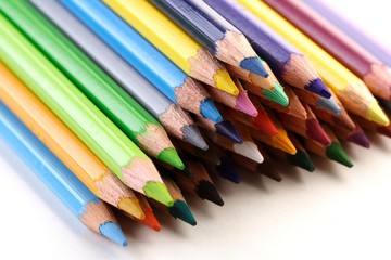 Rainbow colored pencils - close-up