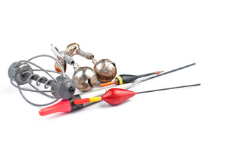 Fishing equipment isolated on white background