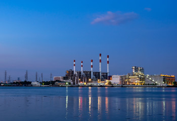 Fototapeta premium Electrical power plant in night,Bangkok Thailand