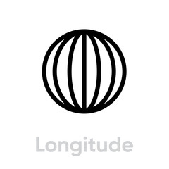 Longitude from pole to pole Meridians icon
