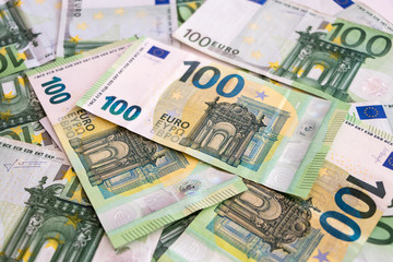 The European currency 100 Euro cash bills