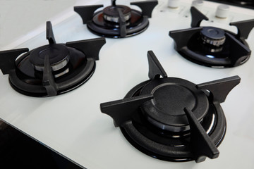 Brand new kitchen gas cooker close up