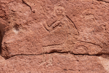 Petroglyph at Yerba Buenas near San Pedro de Atacama in Chile