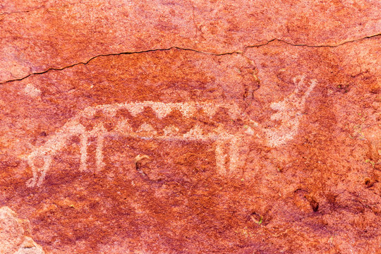 Petroglyph at Yerba Buenas near San Pedro de Atacama in Chile