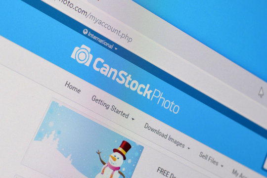 Homepage of canstockphoto website on the display of PC, url - canstockphoto.com.