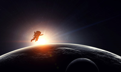 Exploring outer space. Mixed media