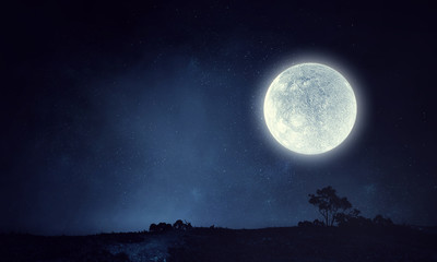 Obraz na płótnie Canvas Full moon background . Mixed media
