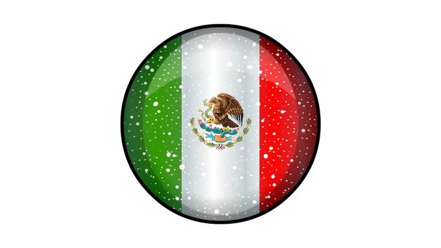 Animated Mexico flag cartoon illustration with glitter animation