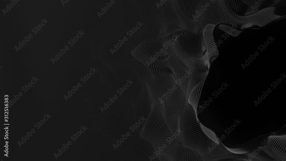 Poster abstract waving tunnel geometry animation. perfect cg seamless loop. concept for big data, deep mach