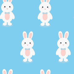 Obraz na płótnie Canvas This is seamless pattern texture of rabbit and balloons on white background.