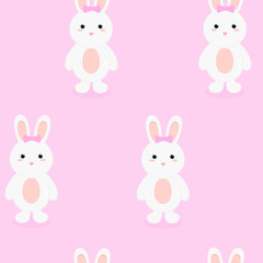 This is seamless pattern texture of rabbit and balloons on white background.