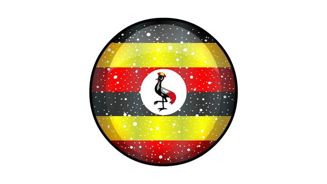 Animated Uganda flag cartoon illustration with glitter animation