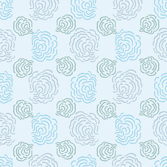 Abstract seamless doodle hand drawn twirl pattern with hand painted irregular blue line art cloud structure in wavy movement. Graphic, modern design, scrapbooking, stationary, fashion , packaging.