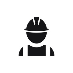 Construction worker icon flat design. Vector illustration.