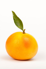 grapefruit with leaves isolated on white background
