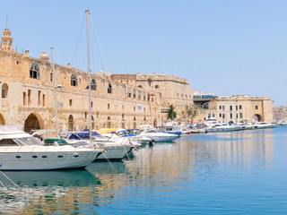 Beautiful port in the city of Isla. Malta