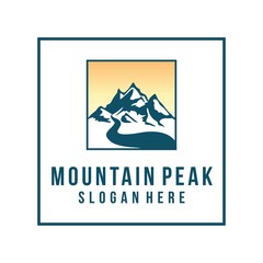 Mountains with river logo vector template