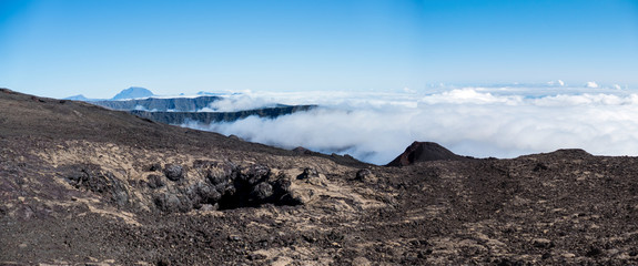 Reunion, Pitón de la Fournaise, Volcano Crater Panorama