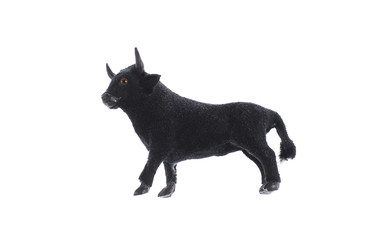 toy black bull isolated on white background