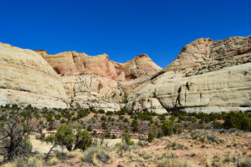Fototapeta premium Rock formations of sand stone and beautiful views in the Capitol Reef national park, Utah