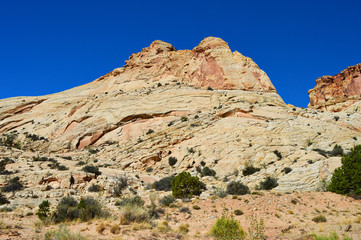 Fototapeta premium Rock formations of sand stone and beautiful views in the Capitol Reef national park, Utah