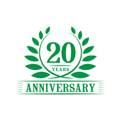 20 years logo design template. Twentieth anniversary vector and illustration.