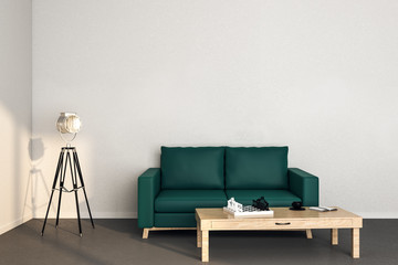 Modern living room interior with leather sofa