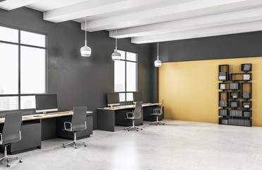 Contemporary office interior with computer