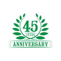 45 years logo design template. Forty fifth anniversary vector and illustration.