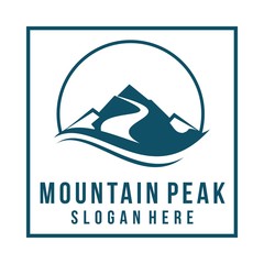 Mountains with river logo vector template