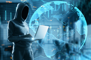 Digital business interface and stock chart.