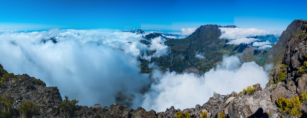 La Réunion, Cirque de Mafate Panorama with clouds